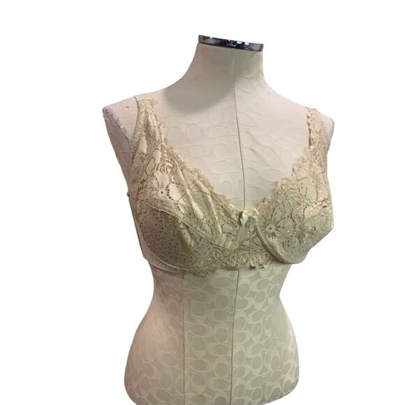 38DD Light Beige Women's New Underwire Push Up Bra Lace Trim - Picture 3 of 7